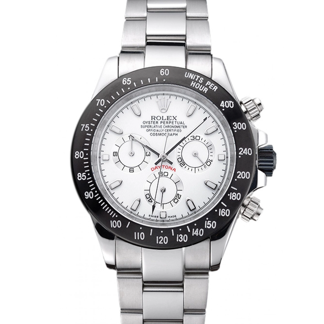 Enameled Stainless Black Steel White Dial Rolex Daytona 0615